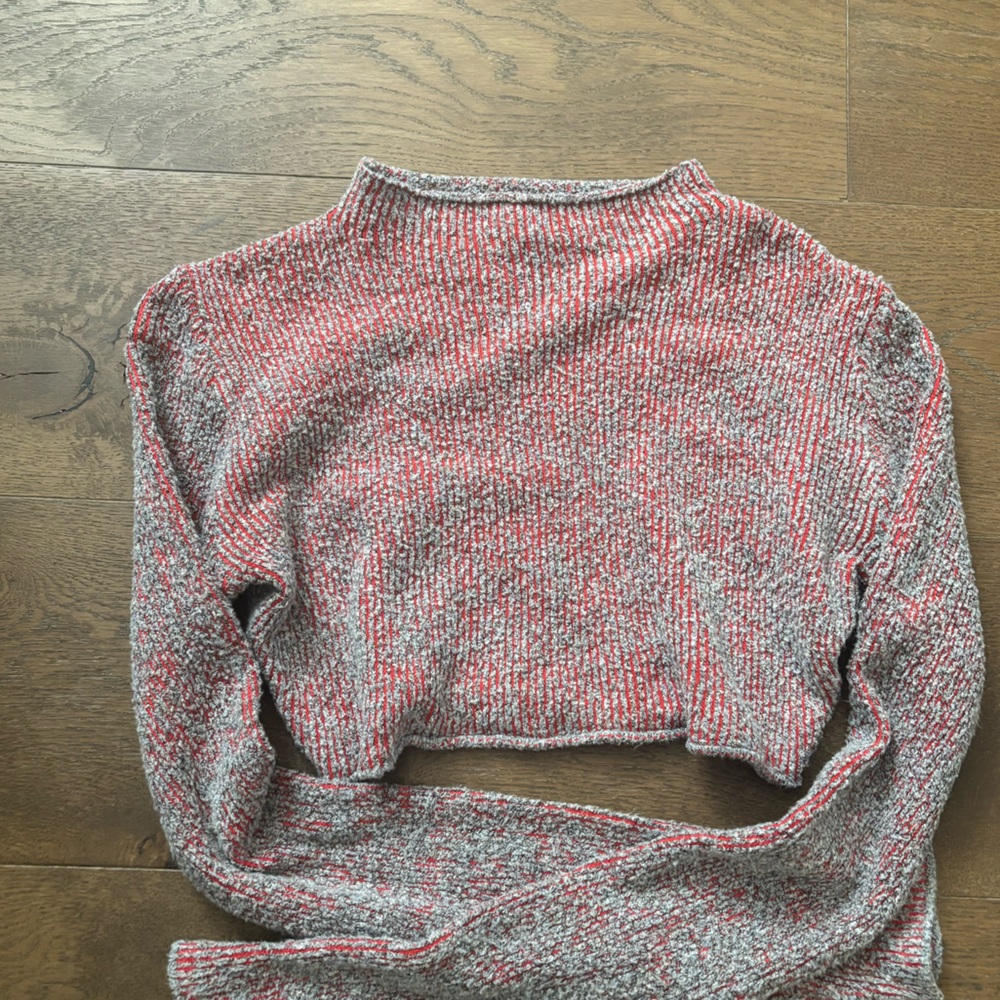 Red/ grey urban cropped sweater Oversized